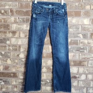 Silver Dark Wash Tuesday distressed flare jean 25